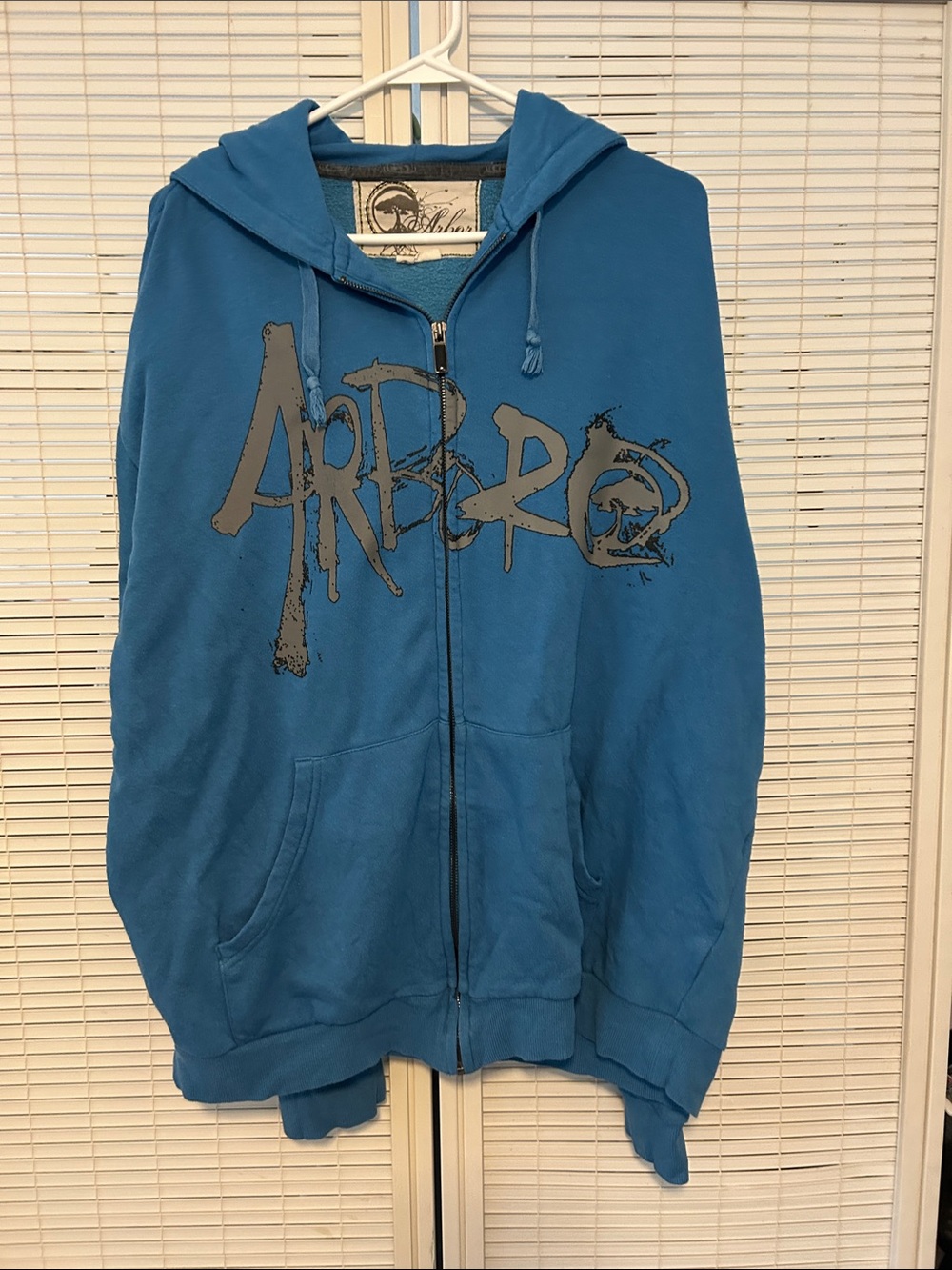 Arbor Blue Full-Zip Hoodie with Tree Patch